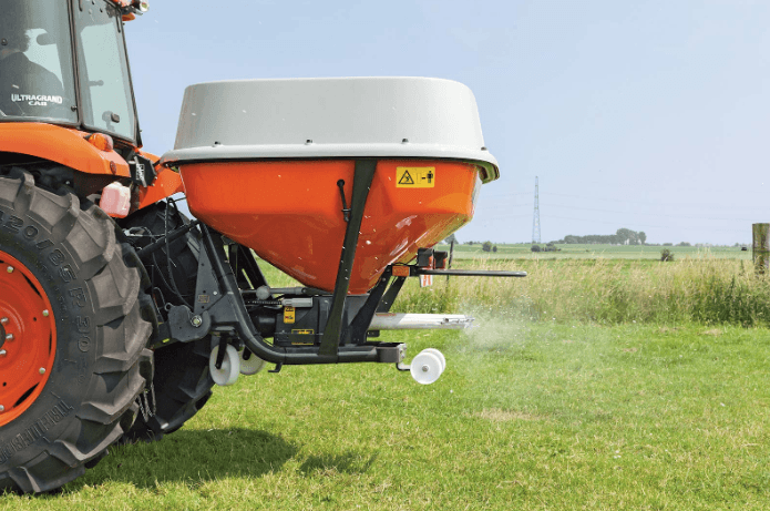 Spreader attached to tractor