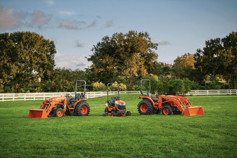 Lineup of Compact Tractor in a field
