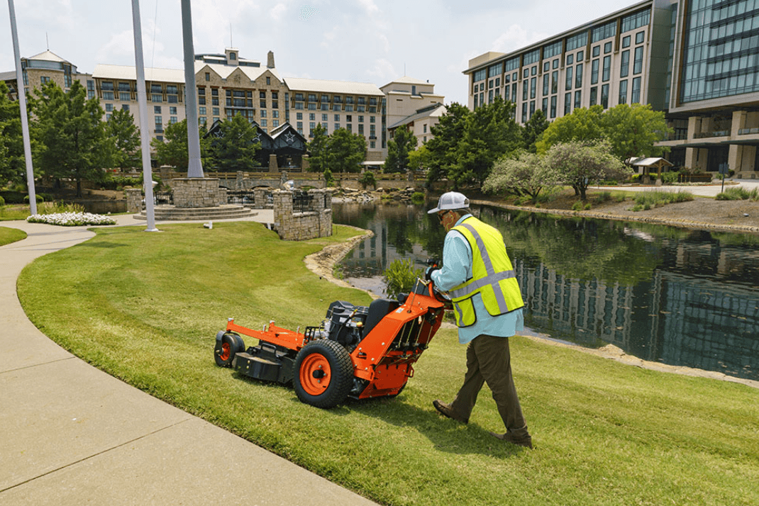 Professional mowing commercial landscape